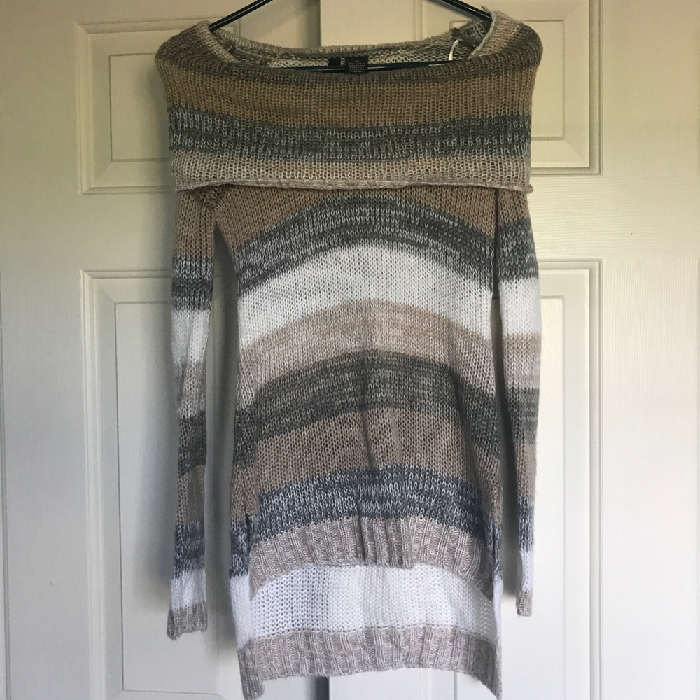 Off The Shoulder Striped Sweater